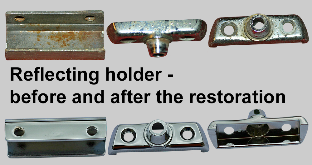 Mirror holder before and after the restoration